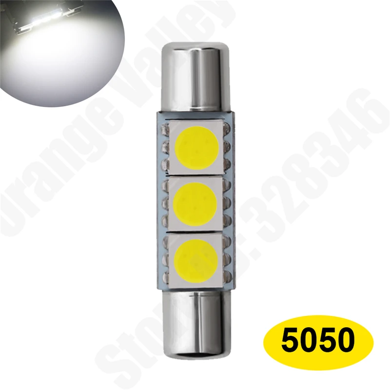 10Pcs High Quality 29mm 3 SMD 5050 LED Car Auto C5W Interior Dome Festoon Vanity Mirror Sun Visor Lights Bulb Lamp DC12V | Автомобили и