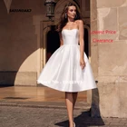 Простое атласное свадебное платье с сердечком 2020, короткое пляжное свадебное платье с карманами, Платья До Колена, свадебное платье, нечеткое онлайн