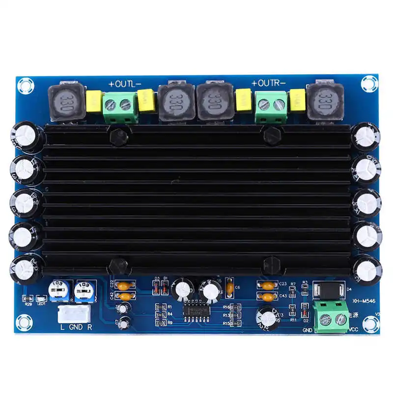 

DC12-24V XH-M546 2-канальный модуль усилителя, цифровая плата потенциометра высокой мощности, модуль усилителя громкости TPA3116D2