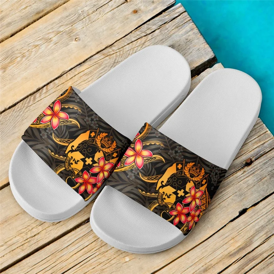 

FORUDESIGNS Tonga Polynesian Print Men Home Slippers Summer Beach Women Indoor Flats Bathroom Slides Non-Slip Couple Sandals