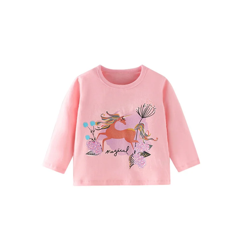 

Girls Long Sleeve T-Shirt Cotton Autumn New Girls for Kids Wear Comfortable Unicorn Girls Long Sleeve Top T-Shirt