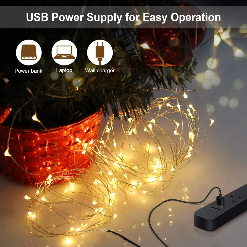 СВЕТОДИОДНЫЕ гирлянды 2 м 5 10 50/100led В USB питание открытый теплый белый/RGB медный