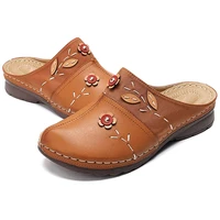 women clogs sandals wear resistant non slip soles ladies comfort closed toe wedges platform shoes soft breathable flower slipper