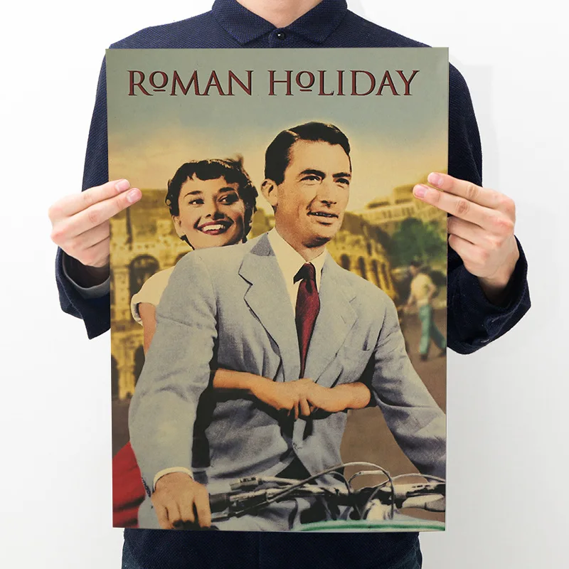 

Classic movie Roman holiday poster room decoration retro character kraft paper series bar cafe decoration painting art wall stic
