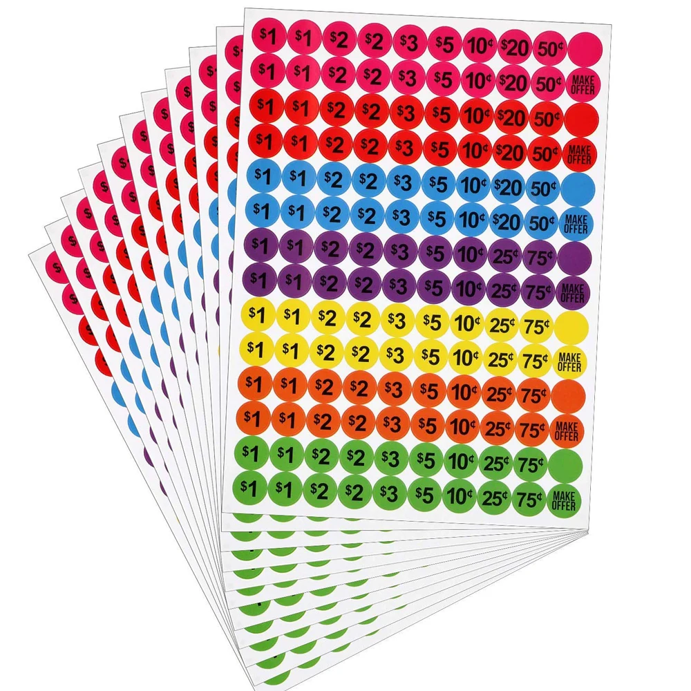 

3080pcs Sale Tags Discount Price Stickers Removable Price Marker Shopping Promotion Colorful Labels