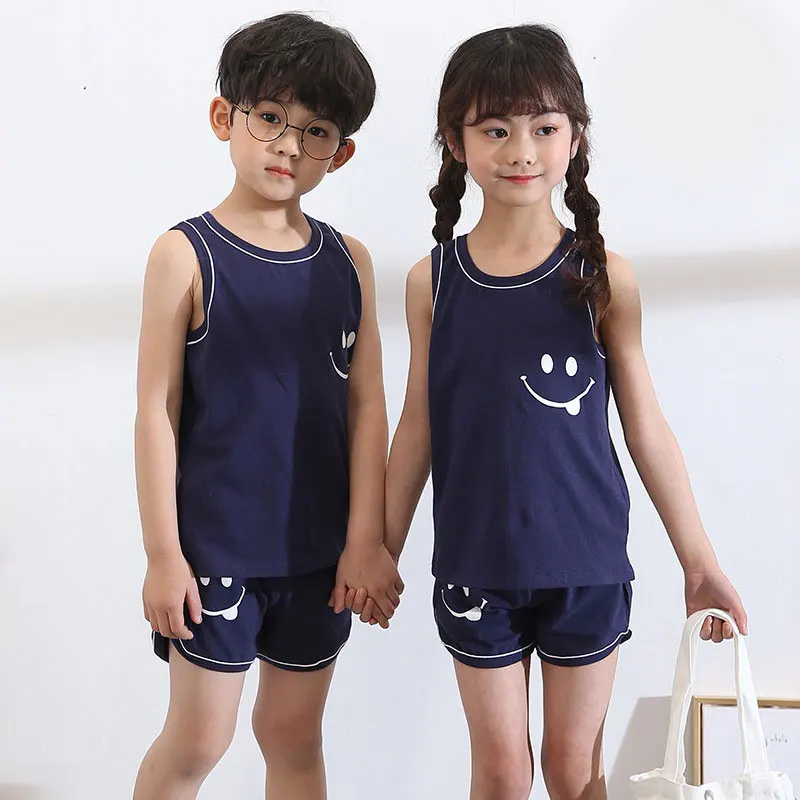 

Пижама для мальчиков и девочек, детские шорты, пижамный комплект, детский жилет, костюмы, ночная рубашка с рисунком для подростков, летняя но...