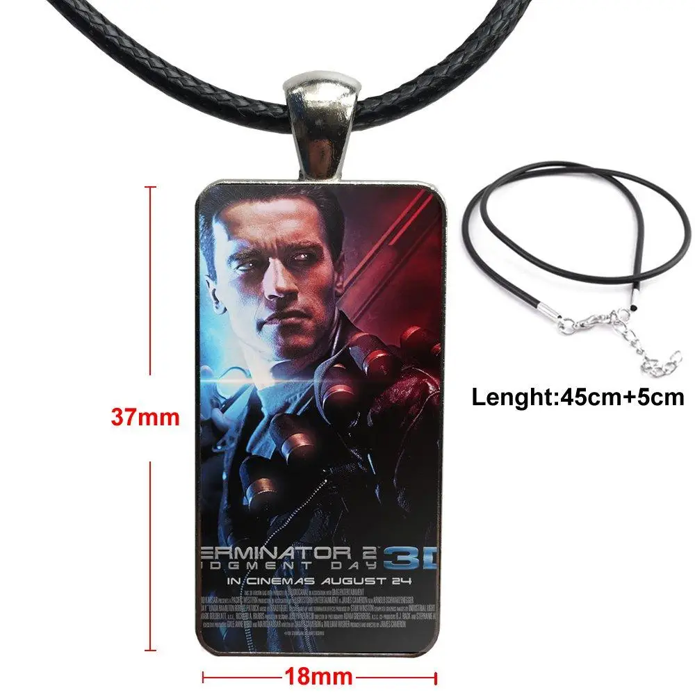 Steel Color Glass Cabochon With Rectangle Shaped Pendant Choker Necklace For Girls Gifts Fashoin Movie Terminator Genisys | Украшения и