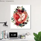Беременность акварель цветочный принт настенное искусство акушерка подарок гинеколог Doula медицинский настенный Декор образовательный плакат холст картина