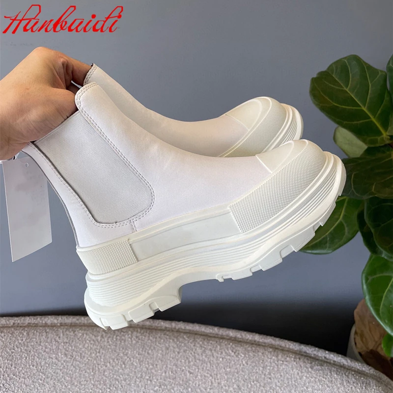 

New Women Shoes Men Shoes Autumn Winter Genuine Leather Platform Chelsea Boots Slip-on Height Increasing Couple Botas De Mujer