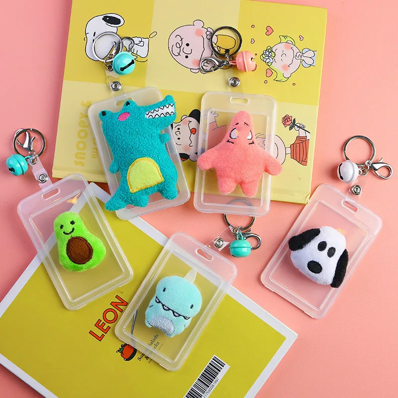 DIY пластиковый прозрачный ID держатель для карт милый мультфильм плюшевые значки