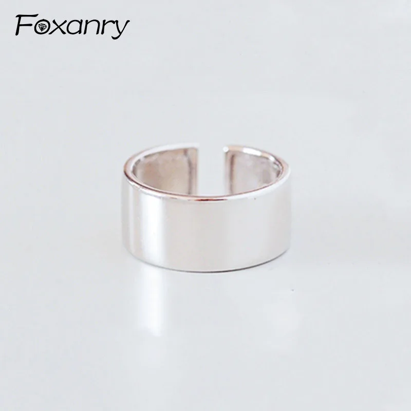 Foxanry New Terndy Simple Smooth Rings Silver Color Minimalist Geometric anillos for Women Party Accessories Jewelry Gift