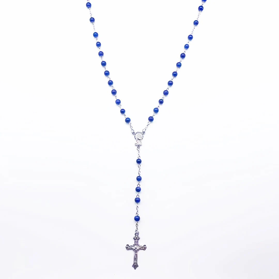 4 мм темно зеленый жемчуг крест ожерелье Девы Марии молитва удачи