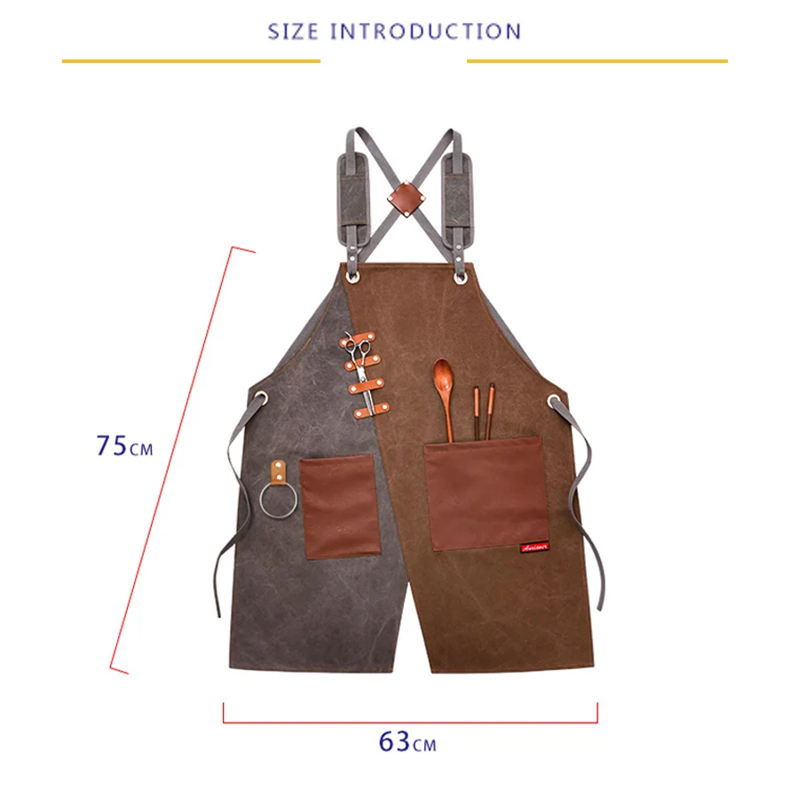 

CANVAS APRON BARISTA BARTENDER CHEF HAIRDRESSING APRON CATERING UNIFORM WORK WEAR ANTI-DIRTY OVERALLS UNISEX SIZE ADJUSTABLE