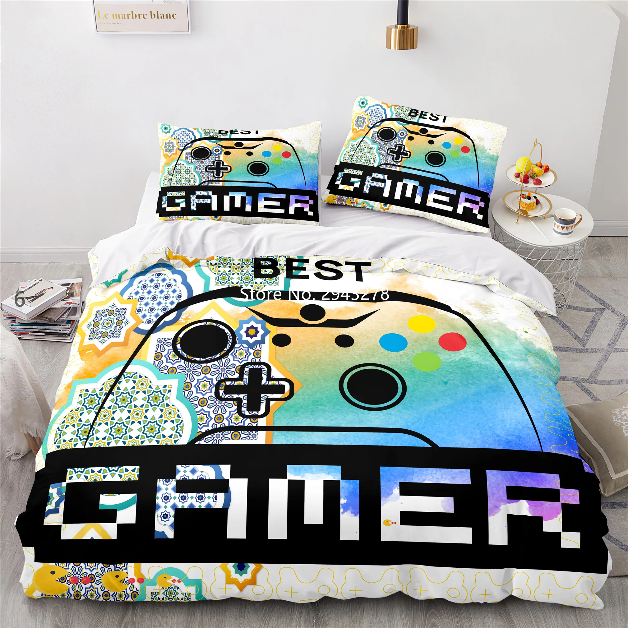 

Jigsaw Fish Handle Series Pattern Duvet Quilt Cover Pillowcase Bedding Set Girls Teenager Bedroom Decoration Home Textiles