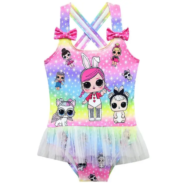 Л. О. Сюрприз! Детский слитный купальник мультяшное бикини радужная пляжная