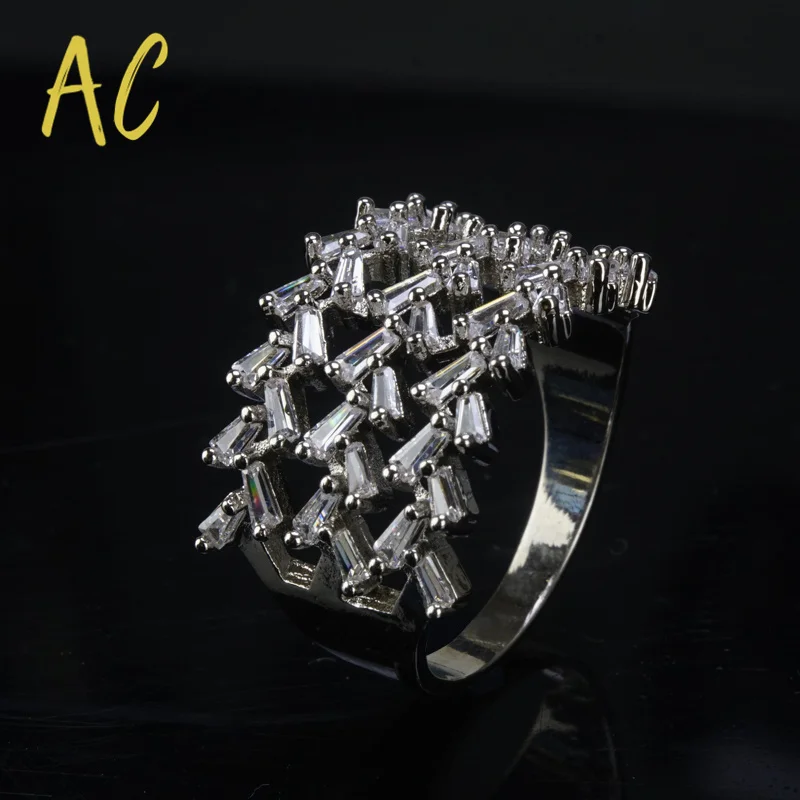 

Band White Zircon Gold Plated Luxury Rings For Women Multiple Arrows Finger Ring Engagement Wedding Jewelry Love Gift