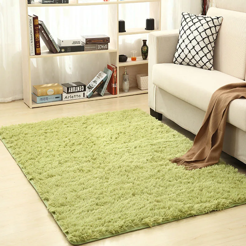 Grass green Ковер для гостиной, домашние теплые плюшевые Коврики для пола, пушистые коврики для детской комнаты, шелковые коврики из искусственного меха, ковер для гостиной, коврики для йоги - Цвет: Grass green
