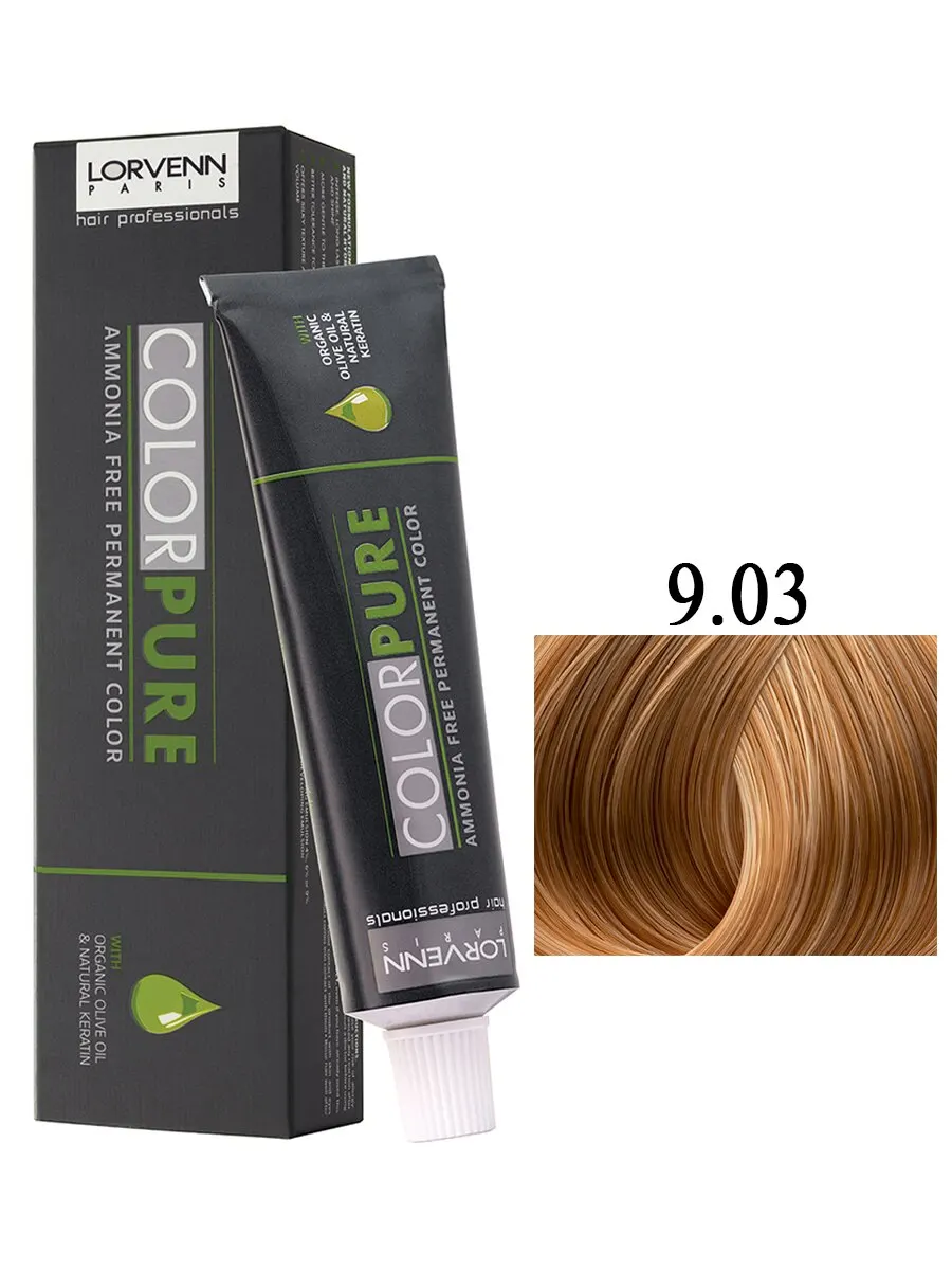 Краска COLOR PURE для окрашивания волос LORVENN HAIR PROFESSIONALS 9.03 натуральный