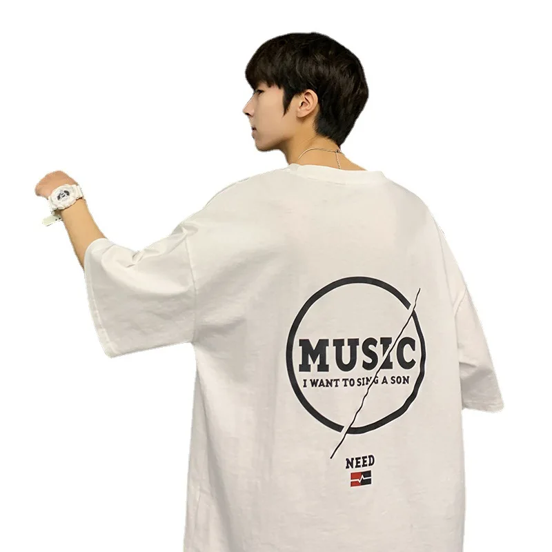 

2021 New Summer Short-sleeved T-shirt for Men Loose and Versatile BF Style Half-sleeved Shirt for Men