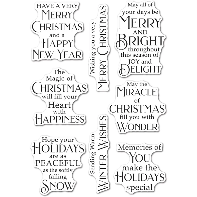 

2021 New Merry Christmas Clear Stamps For DIY Craft Making Word Paper Greeting Card and Album Scrapbooking No Metal Cutting Dies
