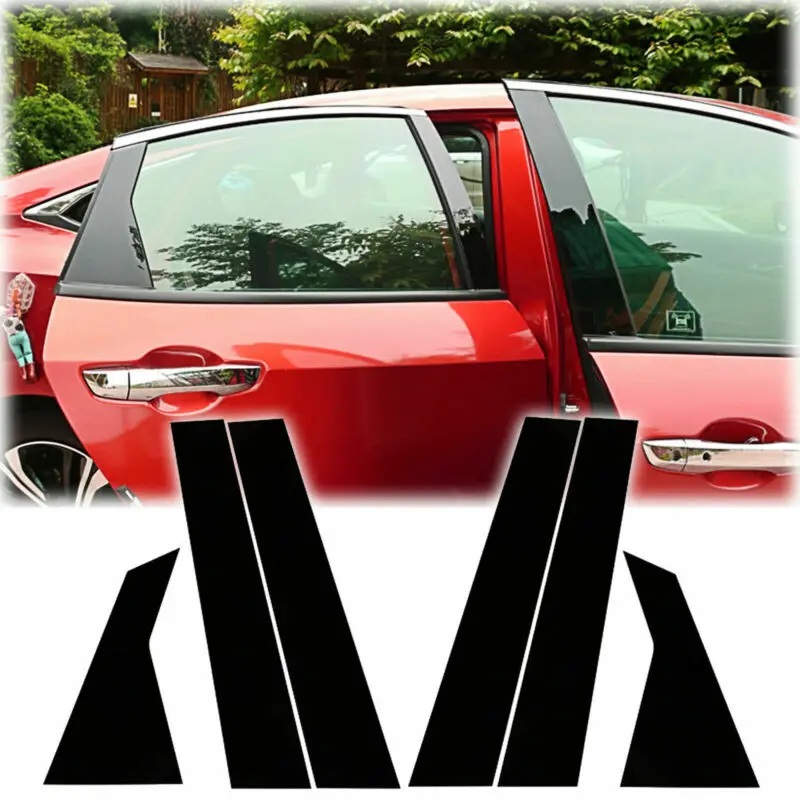 

Отделка окон для столбов, столбики для окон, 6 шт., аналогично для Honda Civic Sedan, 10, 16-20, глянцевый черный