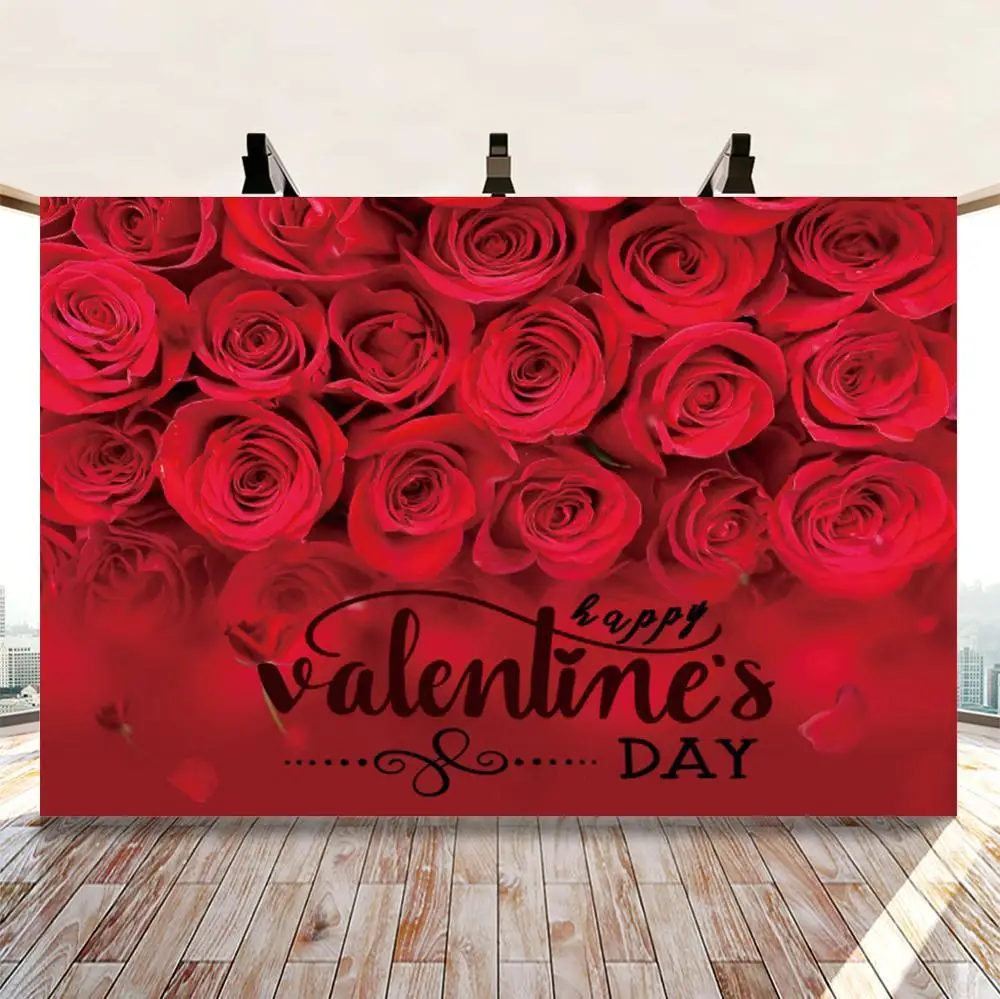 

Valentine Backdrop For Party Decoration Rose 3D Flowers Red Photo Background Studio Newborn Valentine's Day Prop