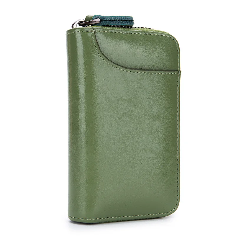Light green GO-LUCK/брендовый кошелек унисекс из натуральной кожи на молнии с автомобильными клавишами для мужчин и женщин, Повседневная Сумка-клатч, сумка для ключей с отверстием для рук, 1 бит, чехол для карт - Цвет: Light green