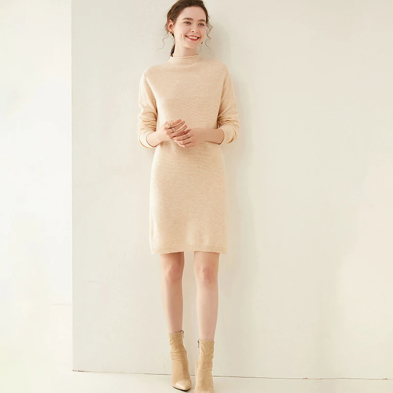 Осенне-зимнее Новое модное кашемировое платье женская нижняя рубашка | Женская