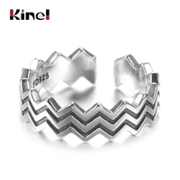 kinel new real 925 sterling silver wave ring for women vintage fine jewelry wedding engagement party silver ring girlfriend gift