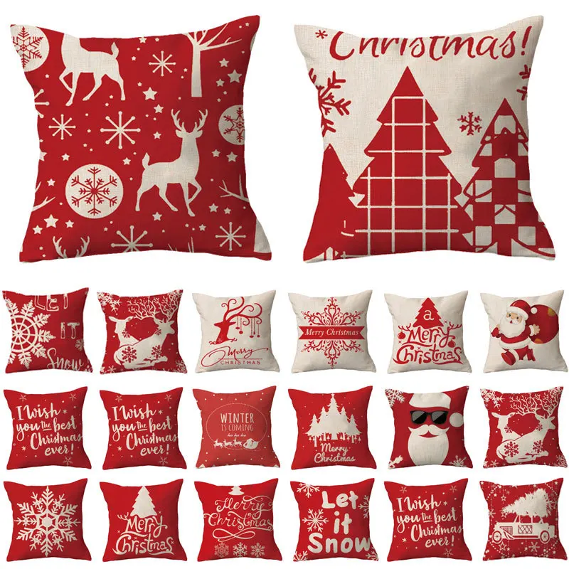 

45x45cm Elk Christmas Pillowcase Merry Christmas Decor For Home Cristmas Cushion Cover Ornament 2021 Navidad Gifts New Year 2022