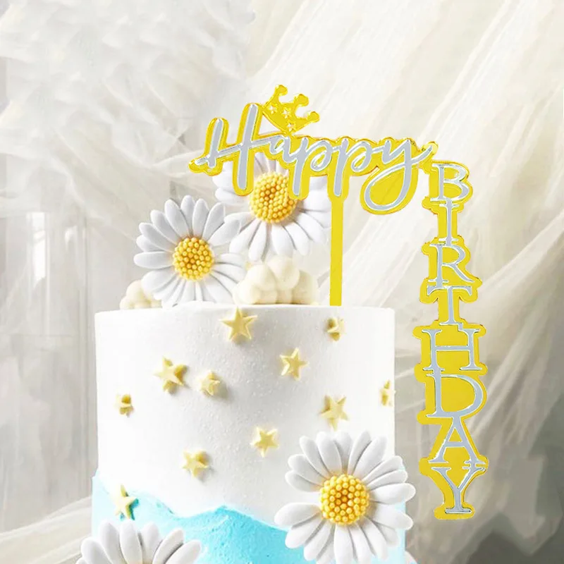 

Топпер для торта «С Днем Рождения» акриловые золотые буквы, топперы для торта, товары для вечерние, счастливые аксессуары для тортов для мал...