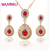new arrival women lady girls fashion dubai jewelry sets top quality 925 sterling silver waterdrop pendnt necklaceearrings