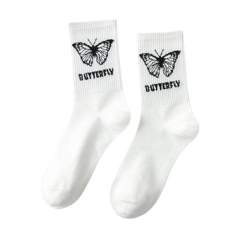 

2020 Cute Butterfly Socks Harajuku Women Crew Cotton Socks Size 35-42 Japanese Hip-hop Skateboard Socks Femme Chaussettes Sock