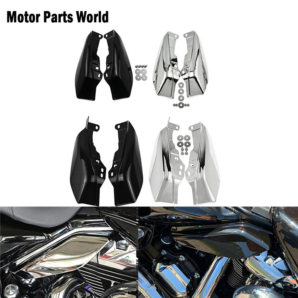 

Motorcycle Mid-Frame Air Deflector Heat Shield Black/Chrome For Harley Touring Electra Road Street Glide Classic CVO 2009-2021