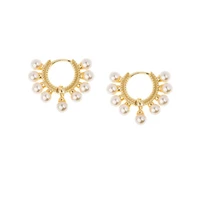 original brand elegant fashion 925 silver halo high quality pearl huggie hoop earrings jewelry