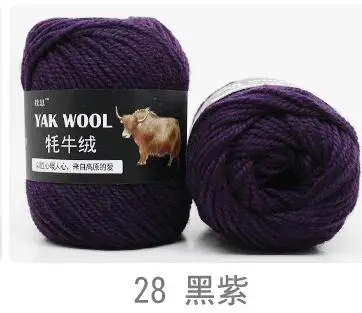 28 black purple TPRPYN 500 г = 5 шт. шерсть яка пряжа для вязания тонкой камвольной смешанной вязания крючком Пряжа Вязание свитер шарф - Цвет: 28 black purple