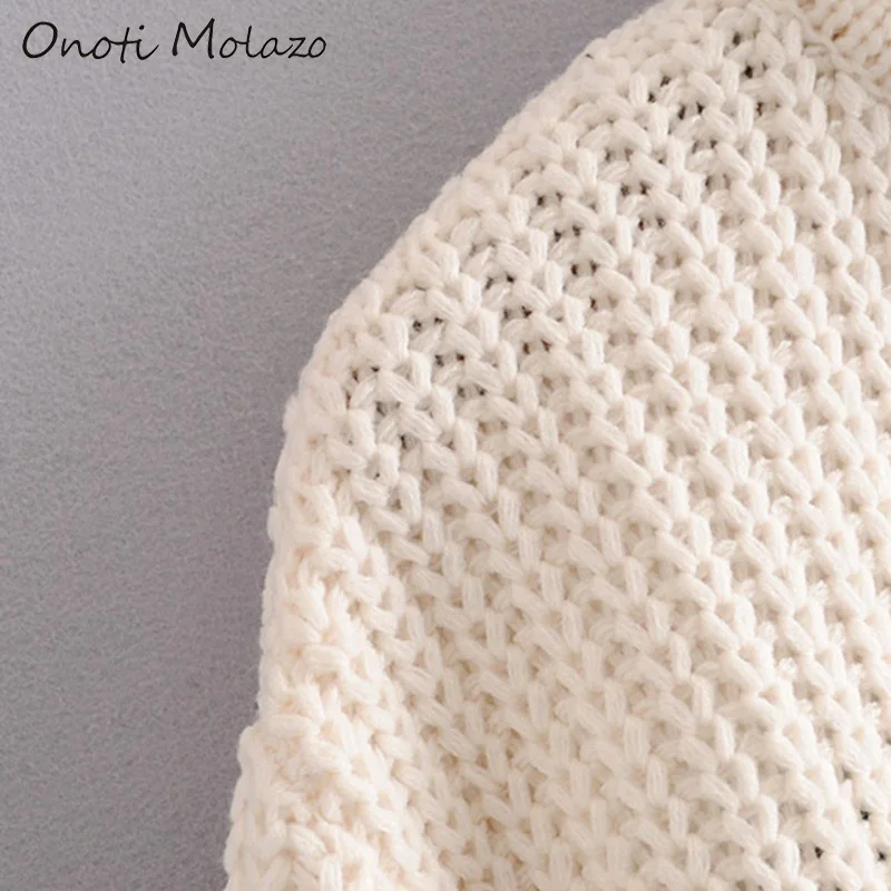 Onoti Molazo Casual Knitted Sweater Pullovers Women Striped Winter Buttons Elegant Ladies Chic Sweaters Femme 2019 New | Женская одежда