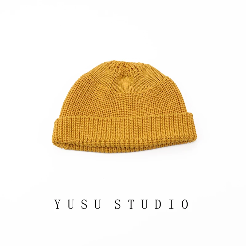 

Unisex winter warm Men's knitted skullcap casual cuff brimless Hip Hop hat short melon ribbed ski fisherman docker beanie hats