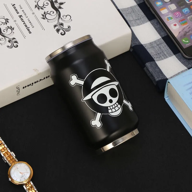 black skull Креативная модная термоизоляционная вакуумная колба из нержавеющей стали бутылка для напитков с соломенной щеткой термос герметичный на заказ - Цвет: black skull