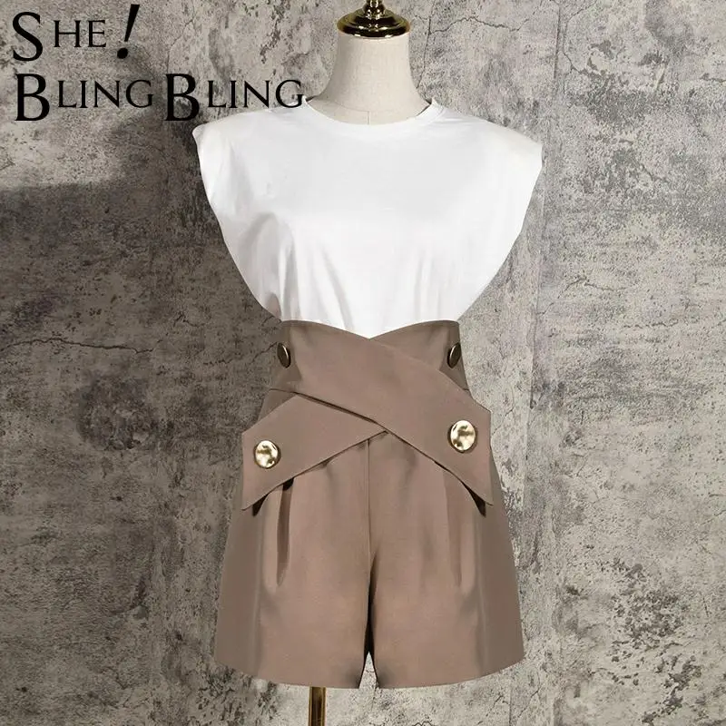 Шорты SheBlingBling женские с высокой талией элегантные Асимметричные свободные