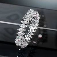 huitan new trendy women wedding eternity rings full cubic zirconia high quality statement jewelry silver color ring dropshipping