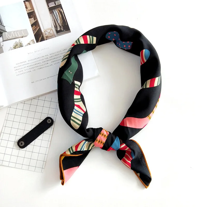 Шелковый платок искусственного шелка Hot Sale 70*70 см, маленький квадрат, элегантный женский фуляр, оберточная платочка, бандана FJ036