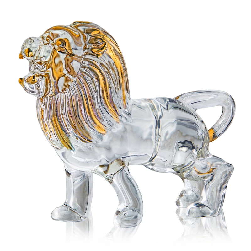 

H&D Crystal Lion Figurine Glass Painting Art Wildlife Animal Sculpture For Home Office Table Decor Collectible Housewarming Gift