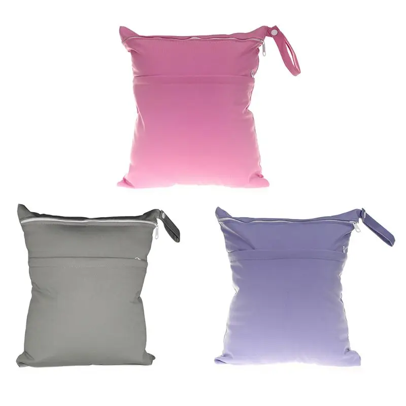 

2021 New Reusable Waterproof Baby Wet Dry Bag Infant Washable Dual Zip Infant Nappy Pouch
