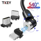 Магнитный кабель TKEY с поворотом на 540 градусов, кабель Micro USB Type-C, Магнитный зарядный кабель для iPhone 12 Pro Max, Xiaomi, USB-кабель