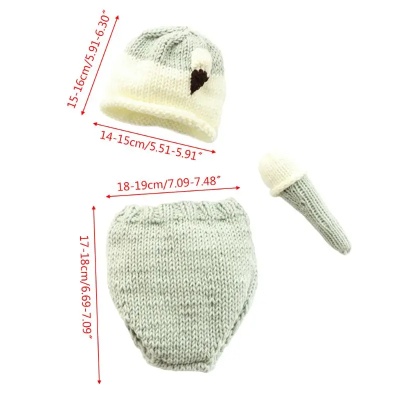 

3 Pcs/set Newborn Kids Hat Pants Suit Photography Props Cute Baby Photo Clothes