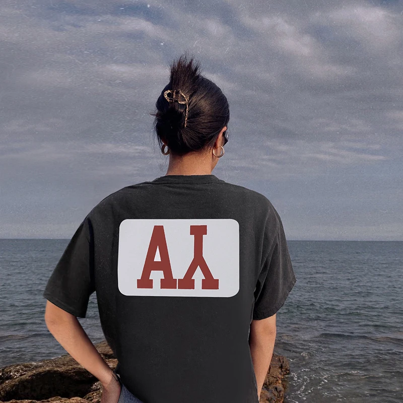 

Askyurself letter logo printing high street retro washed and old high-quality cotton men and women loose short-sleeve T Shirt