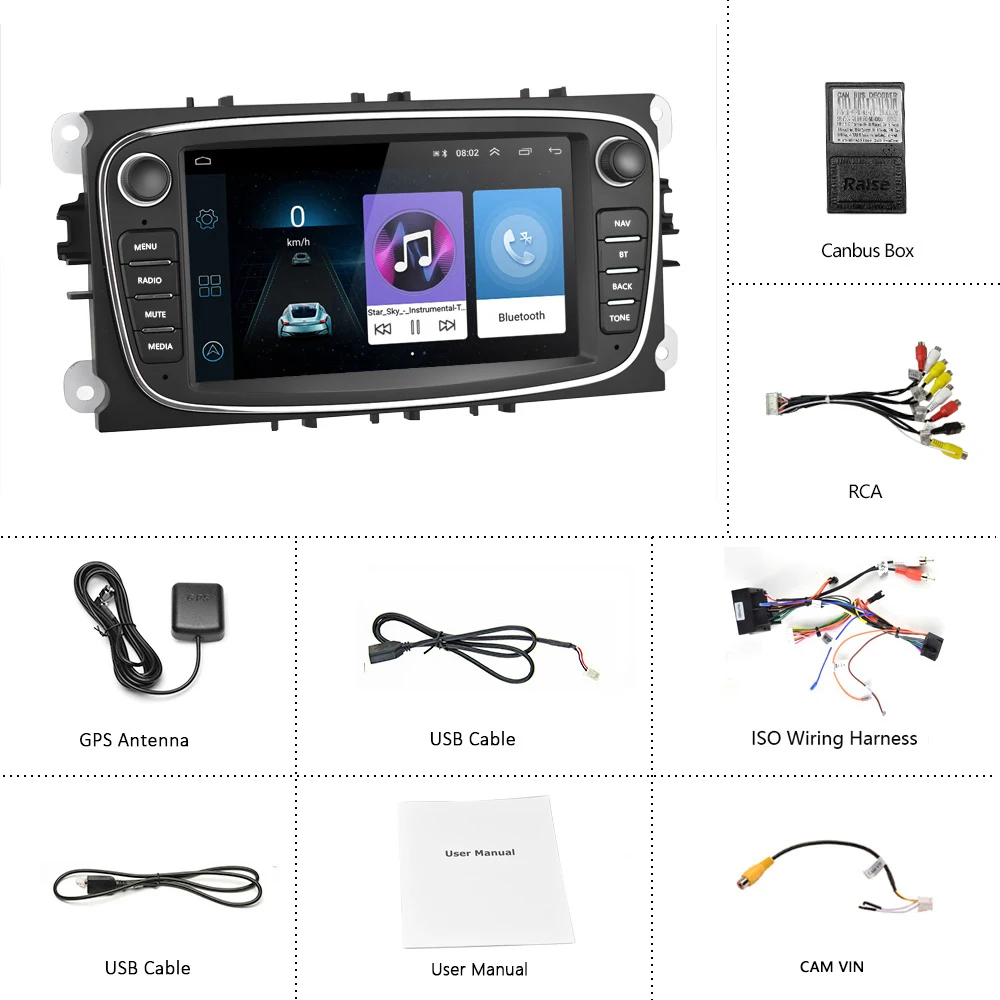 Автомагнитола Podofo MP5 плеер 2 Din с 7 &quotGPS Wi Fi Bluetooth для Ford/Focus/S Max/Mondeo 9/GalaxyC