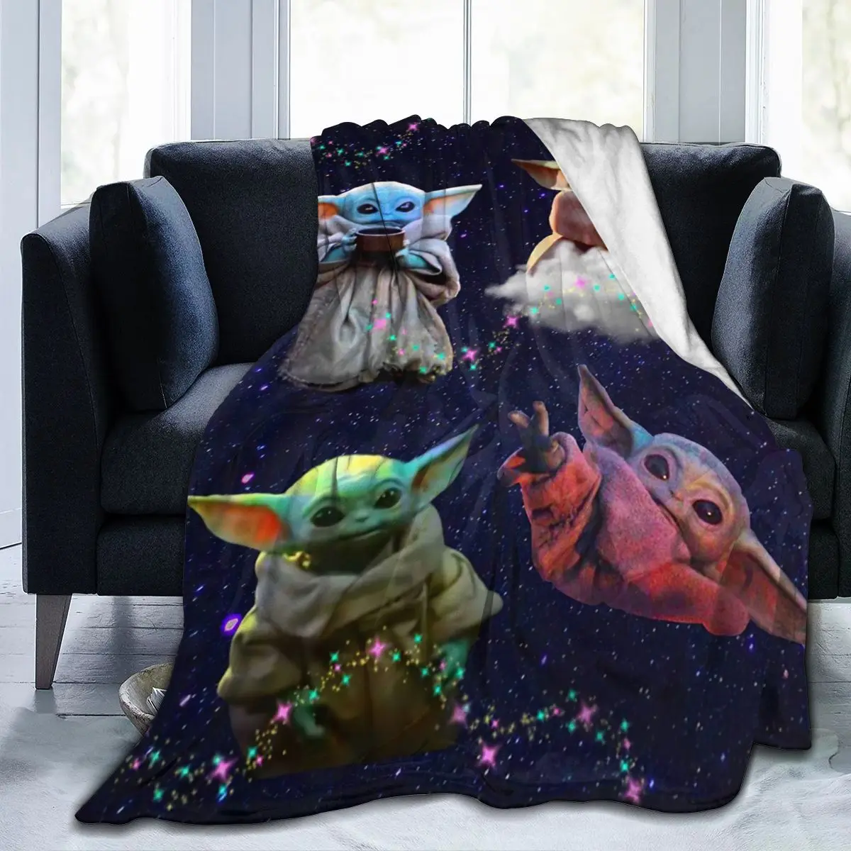 Manta con estampado 3D de Baby-Yoda-Star Wars, manta de franela para cama, colcha con estampado de dibujos animados suave, colcha para sofá, regalo-3
