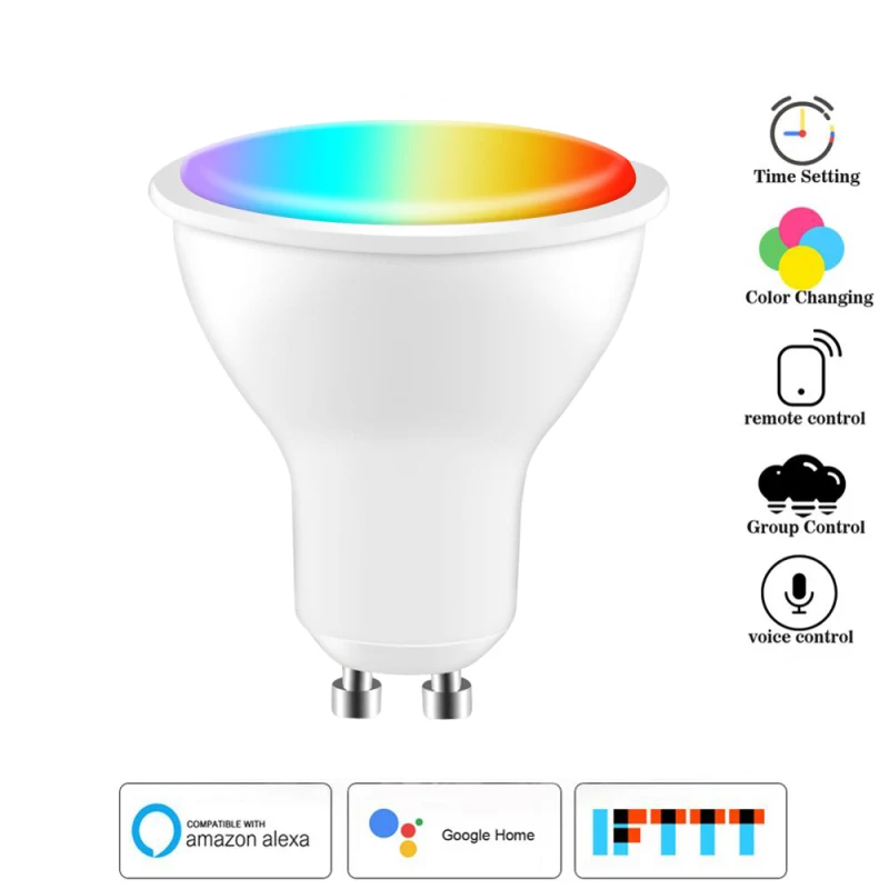 

Умная лампа Tuya Gu10 с поддержкой Wi-Fi, RGB, 2700-6500 К, 4 Вт